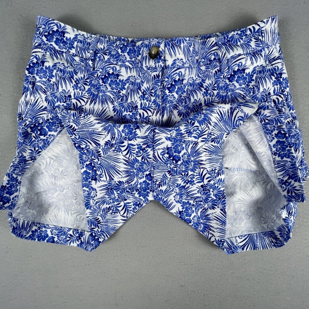 Tommy Bahama Shorts Womens 10 Blue Floral Palm Print Cotton Tencel Tropical 4.5" - Picture 9 of 10
